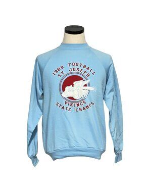 1989 St. Joseph Vikings State Champs Sweatshirt Blue Tee Jays Medium USA Made